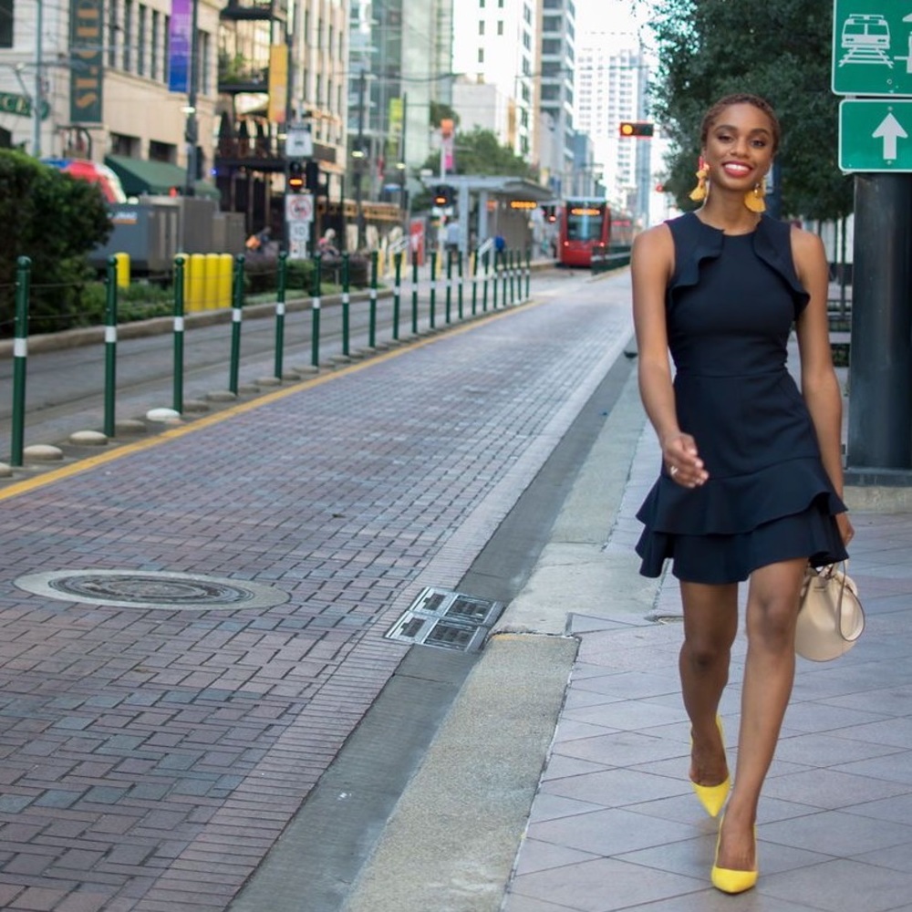 Adelyn Rae Navy Ruffle Sheath Dress - Picture 3 of 3